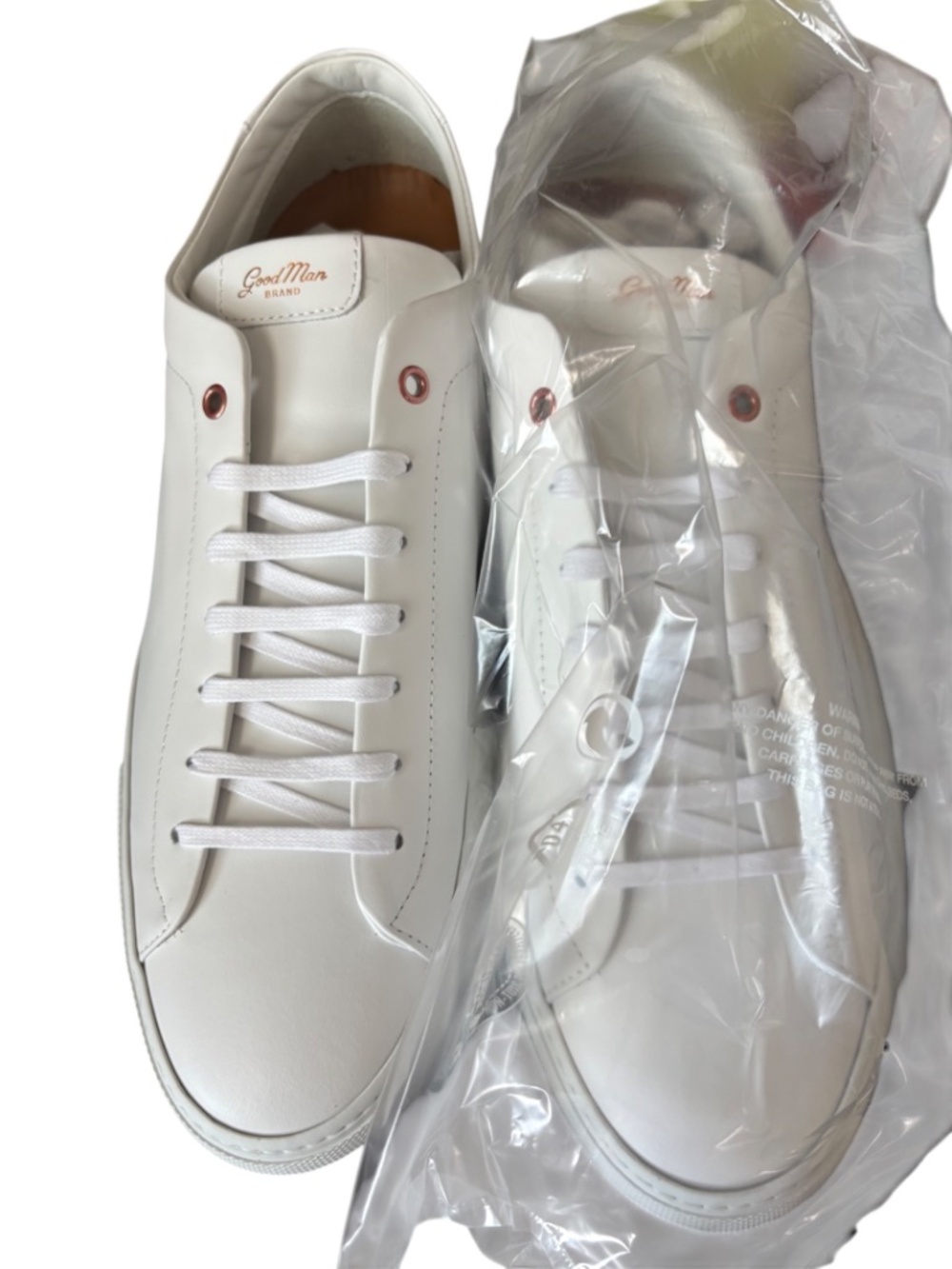 Good Man Brand Edge White Lo Top Sneaker Mono Nappa Leather Lace Men's Size 16